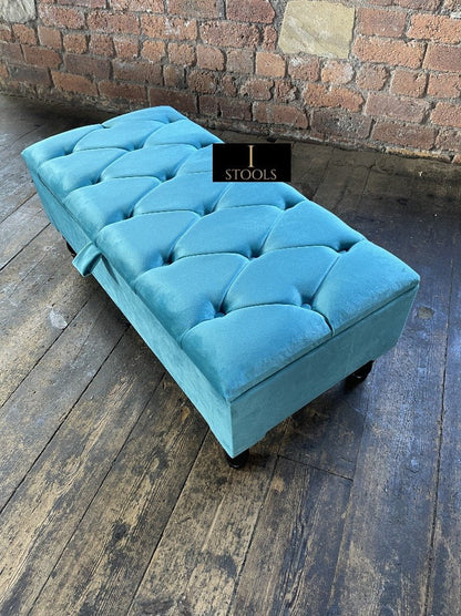Aqua Coffee Table Ottoman Storage | Living Room Storage Bench Seat - ISTOOLS