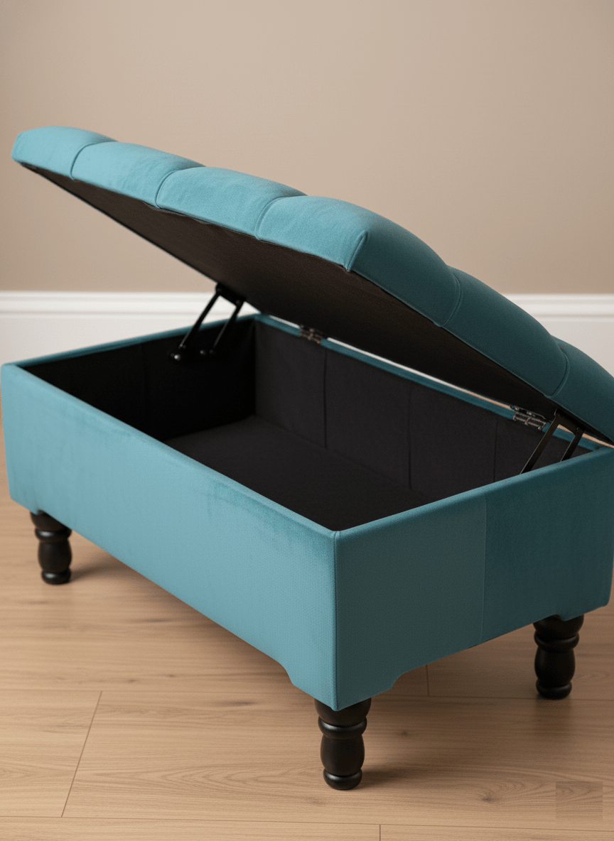 Modern aqua bench seat ottoman for extra seating in UK homes - ISTOOLS