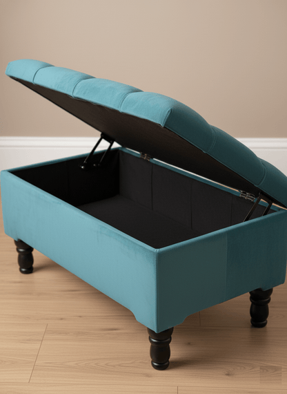 Modern aqua bench seat ottoman for extra seating in UK homes - ISTOOLS