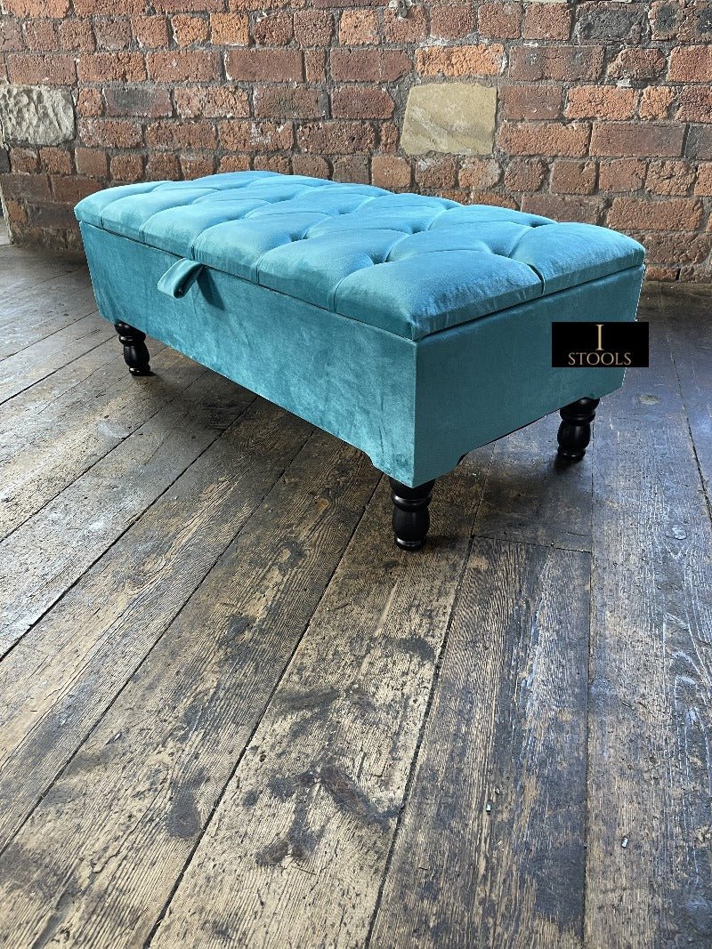 Aqua Coffee Table Ottoman Storage | Living Room Storage Bench Seat - ISTOOLS