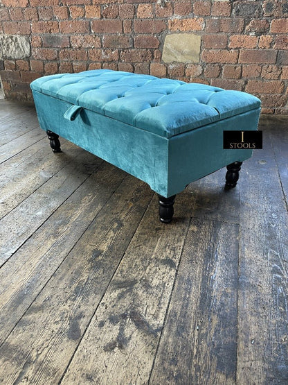 Aqua Coffee Table Ottoman Storage | Living Room Storage Bench Seat - ISTOOLS