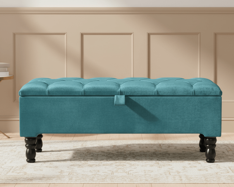 Aqua Coffee Table Ottoman Storage | Living Room Storage Bench Seat - ISTOOLS