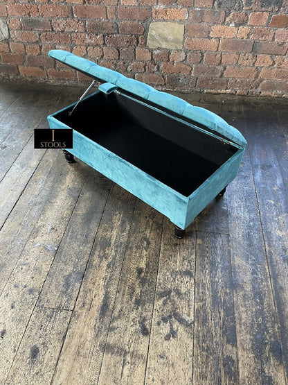 Aqua Coffee Table Ottoman Storage | Living Room Storage Bench Seat - ISTOOLS