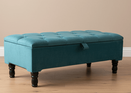 Rectangular aqua velvet ottoman bench with memory foam cushion - ISTOOLS