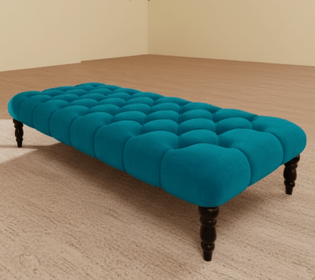 Aqua Coffee table upholstered chesterfield footstool - ISTOOLS