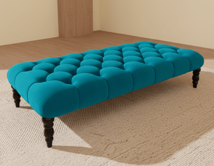 Stylish upholstered footstool with solid wood frame - ISTOOLS