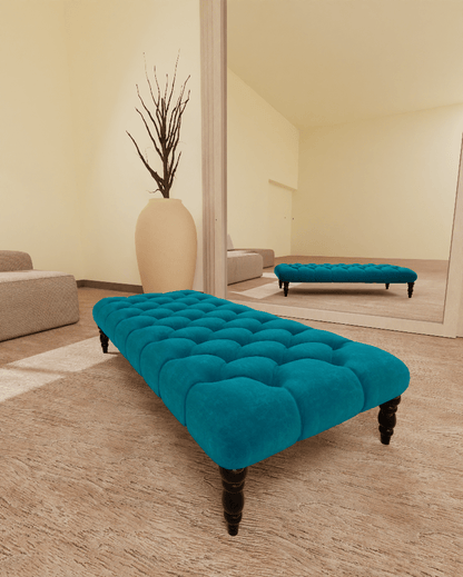 Blue upholstered Ottoman with storage for UK homes - ISTOOLS