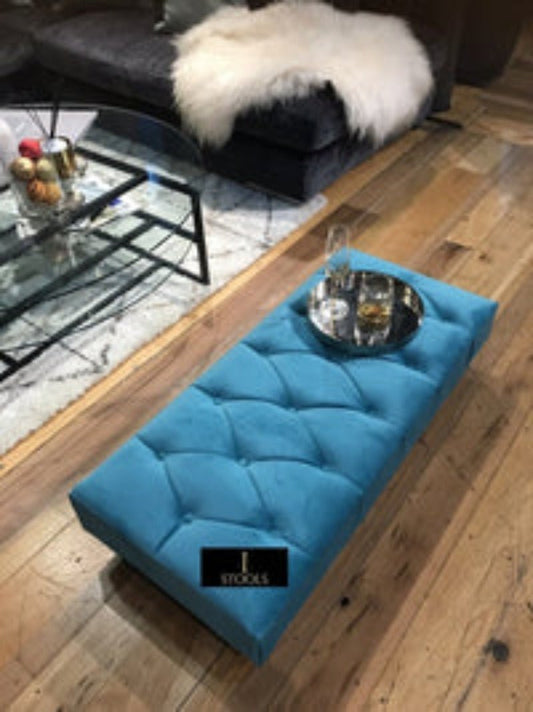 Aqua Footstool Bench | Aqua Chesterfield Bench | Aqua Ottoman Footrest - ISTOOLS
