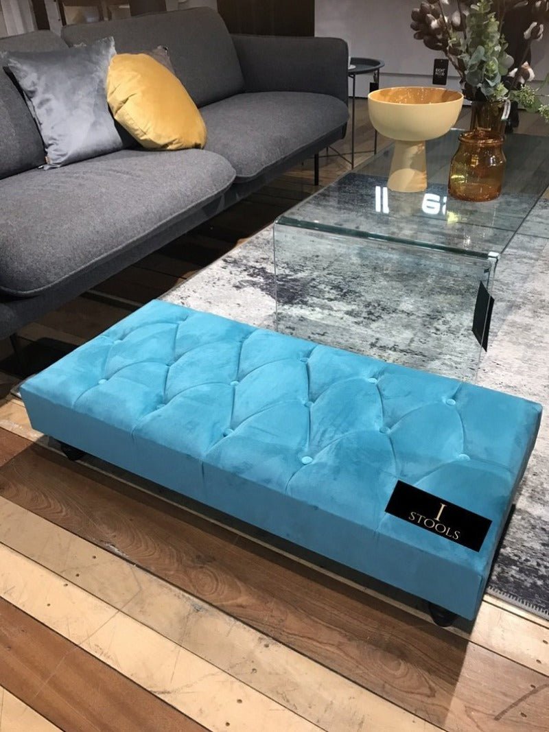 Aqua Footstool Bench | Aqua Chesterfield Bench | Aqua Ottoman Footrest - ISTOOLS