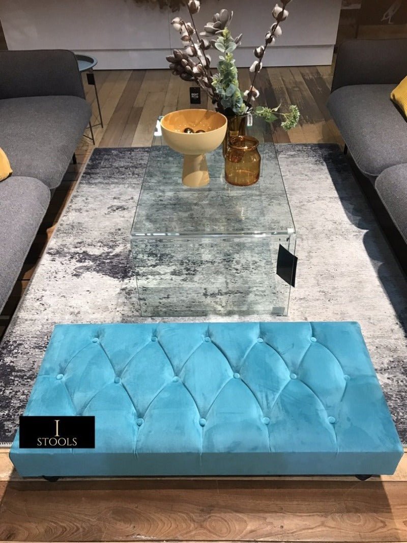 Aqua Footstool Bench | Aqua Chesterfield Bench | Aqua Ottoman Footrest - ISTOOLS