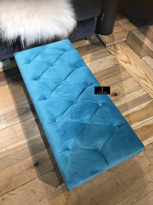 Aqua Footstool Bench | Aqua Chesterfield Bench | Aqua Ottoman Footrest - ISTOOLS