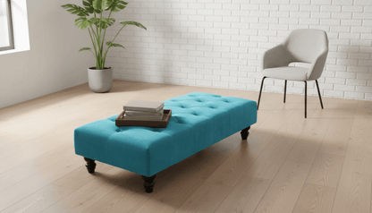 Aqua Velvet Ottoman Bench – Chesterfield Footstool & Storage UK - ISTOOLS