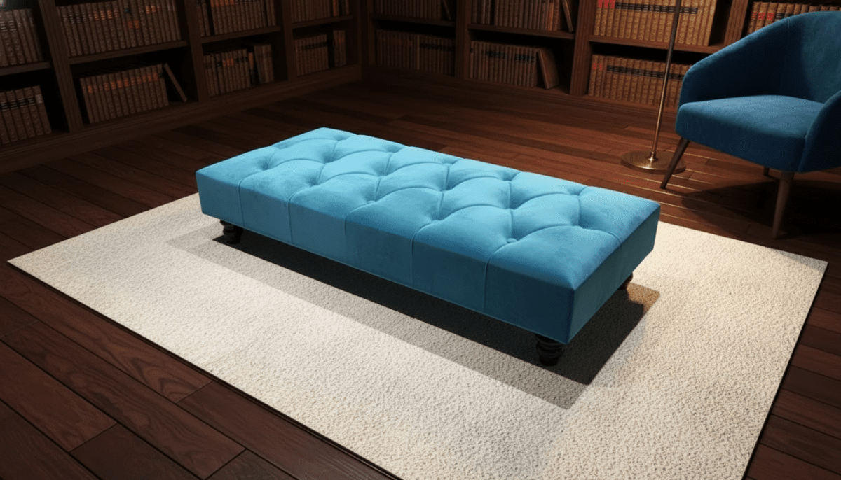Aqua Velvet Ottoman Bench – Chesterfield Footstool & Storage UK - ISTOOLS
