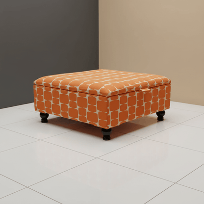 Artisan Crafted ottoman Square Pouffe with Wooden Legs – Refined Storage & Versatile Living - ISTOOLS