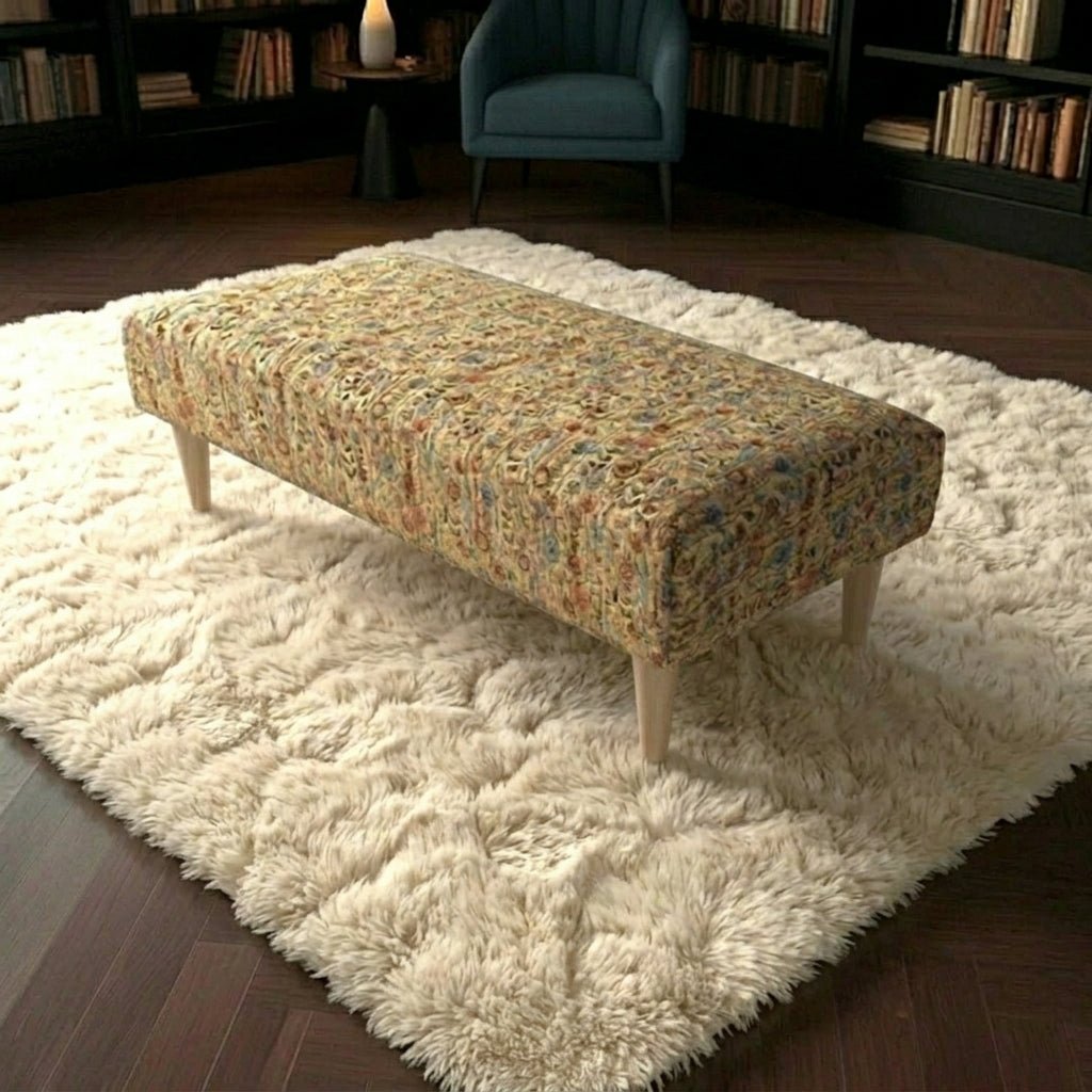 Artisan Crafted Stitched Ottoman Footrest for Lounge – Multi-Functional Bench & Coffee Table - ISTOOLS