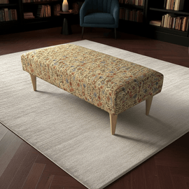 Artisan Crafted Stitched Ottoman Footrest for Lounge – Multi-Functional Bench & Coffee Table