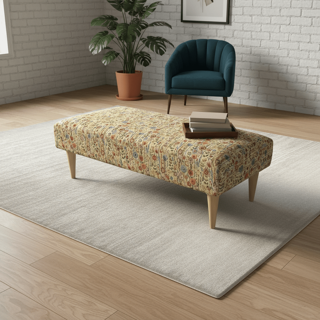 Artisan Crafted Stitched Ottoman Footrest for Lounge – Multi - Functional Bench & Coffee Table - ISTOOLS