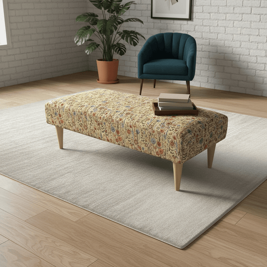 Artisan Crafted Stitched Ottoman Footrest for Lounge – Multi - Functional Bench & Coffee Table - ISTOOLS