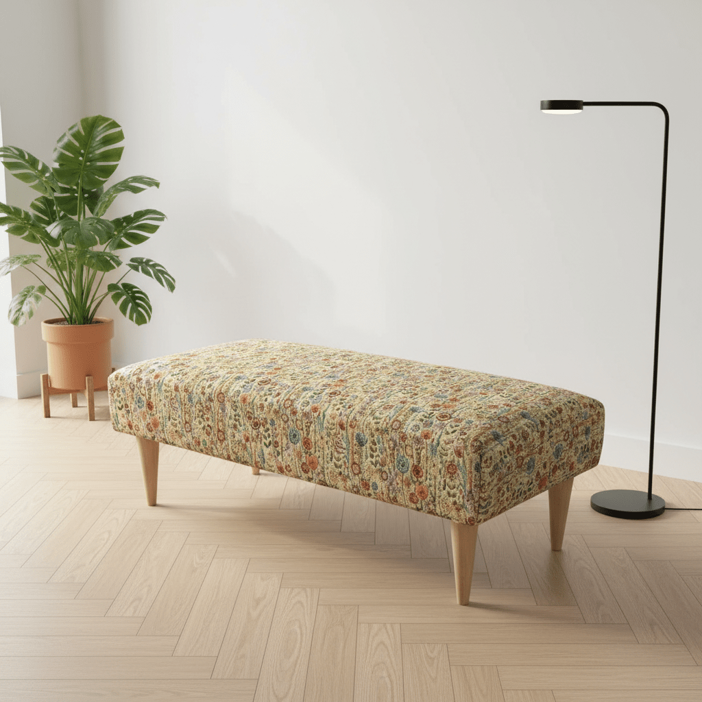 Artisan Crafted Stitched Ottoman Footrest for Lounge – Multi - Functional Bench & Coffee Table - ISTOOLS