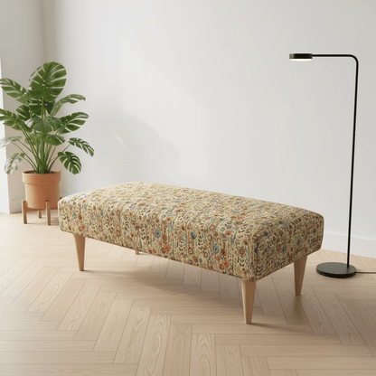 Artisan Crafted Stitched Ottoman Footrest for Lounge – Multi - Functional Bench & Coffee Table - ISTOOLS