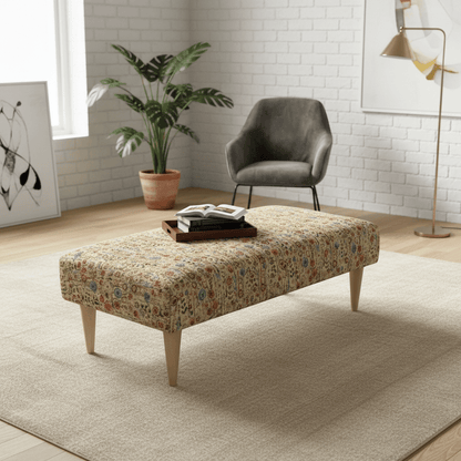 Artisan Crafted Stitched Ottoman Footrest for Lounge – Multi - Functional Bench & Coffee Table - ISTOOLS