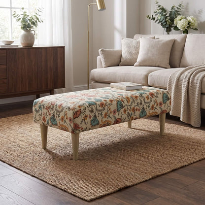 Artistic Living Room Pouffe – Long Upholstered Footstool for Stylish Seating & Coffee Table - ISTOOLS