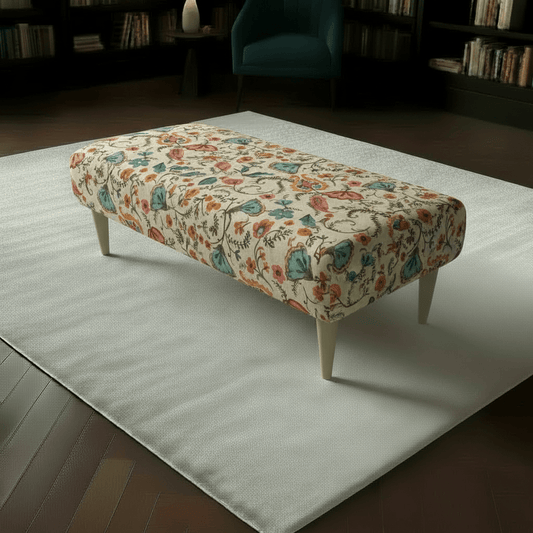 Artistic Living Room Pouffe – Long Upholstered Footstool for Stylish Seating & Coffee Table - ISTOOLS