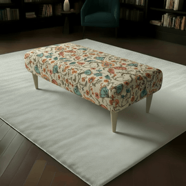 Artistic Living Room Pouffe – Long Upholstered Footstool for Stylish Seating & Coffee Table