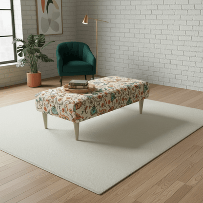 Artistic Living Room Pouffe – Long Upholstered Footstool for Stylish Seating & Coffee Table - ISTOOLS