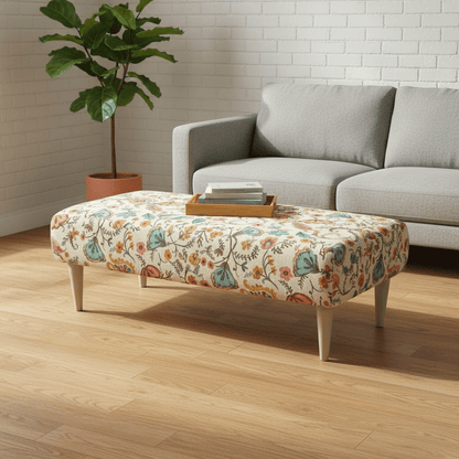 Artistic Living Room Pouffe – Long Upholstered Footstool for Stylish Seating & Coffee Table - ISTOOLS