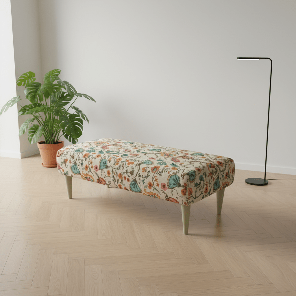 Artistic Living Room Pouffe – Long Upholstered Footstool for Stylish Seating & Coffee Table - ISTOOLS