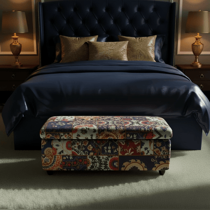 Bespoke Bedroom Ottoman Bench Artistic Motif Hidden Storage - ISTOOLS