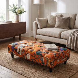 Bespoke Buttoned Top Flat Footstool Plain Finish non-storage bec