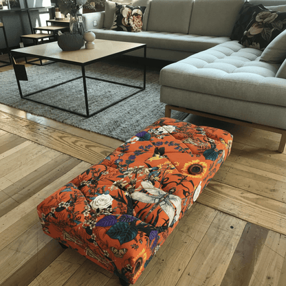 Bespoke Buttoned Top Flat Footstool Plain Finish non - storage bec - ISTOOLS