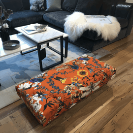 Bespoke Buttoned Top Flat Footstool Plain Finish non-storage bec