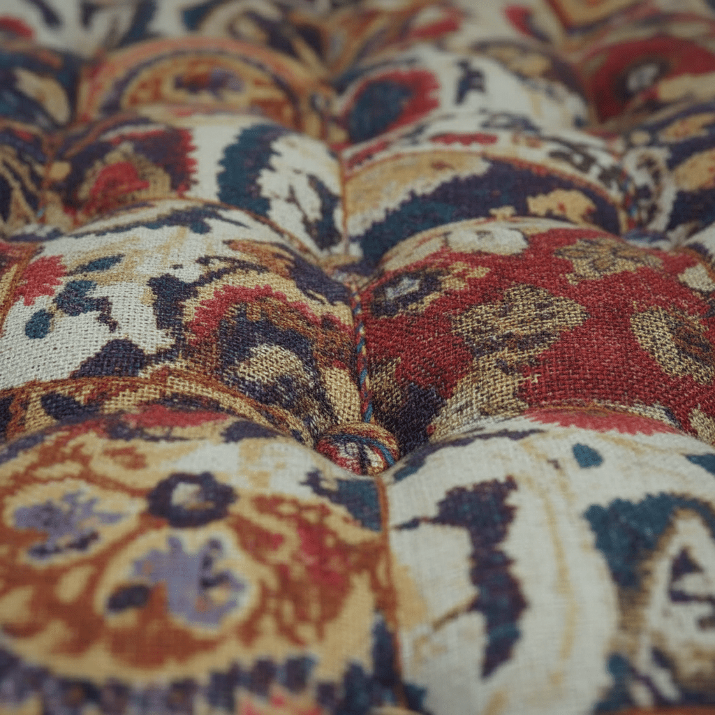 Bespoke Buttoned Upholstered Footstool Bench Abstract Design - ISTOOLS