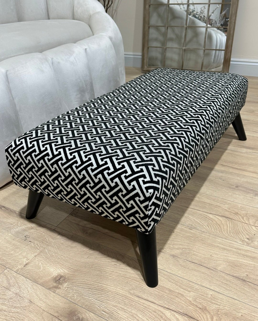 Bespoke eden footstool x 2 matching cushions premium gold cap leg - ISTOOLS