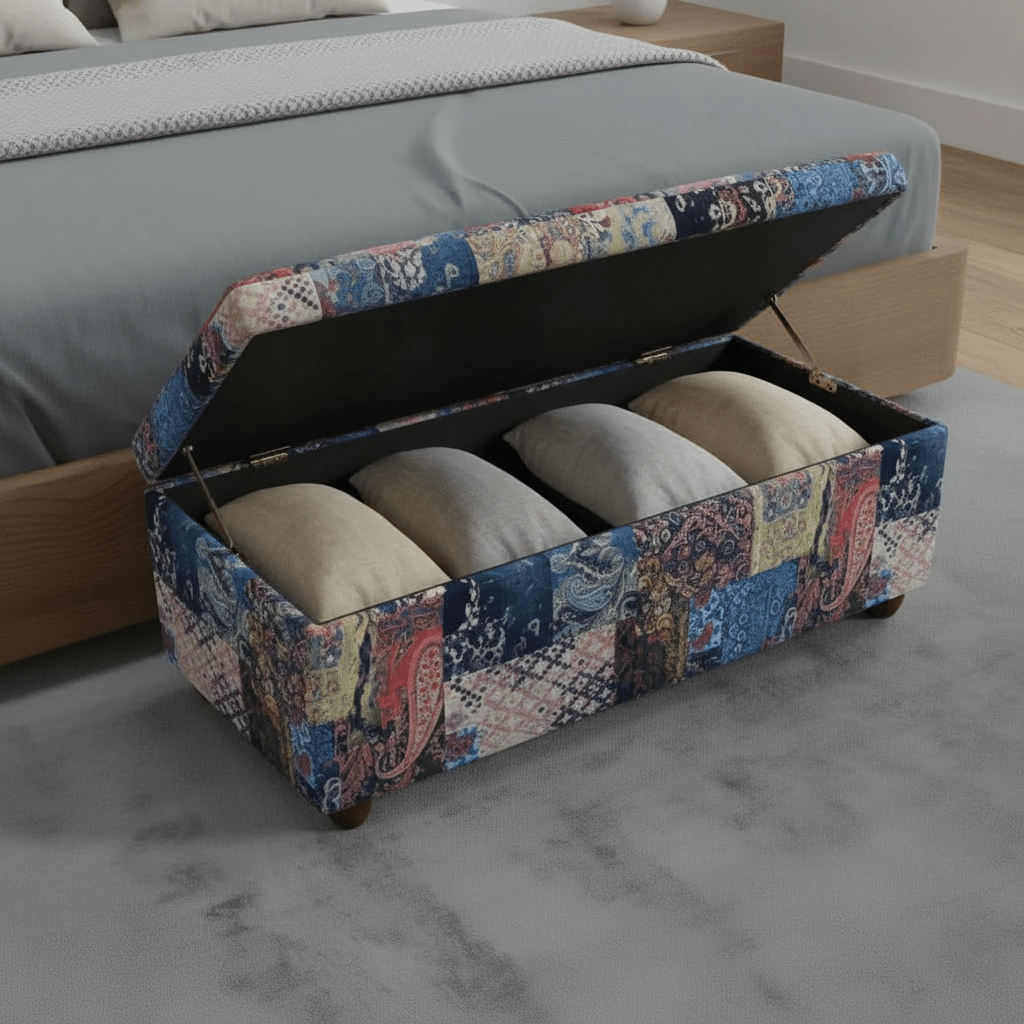 Bespoke End of Bed Storage Ottoman Nature - Inspired Pattern - ISTOOLS