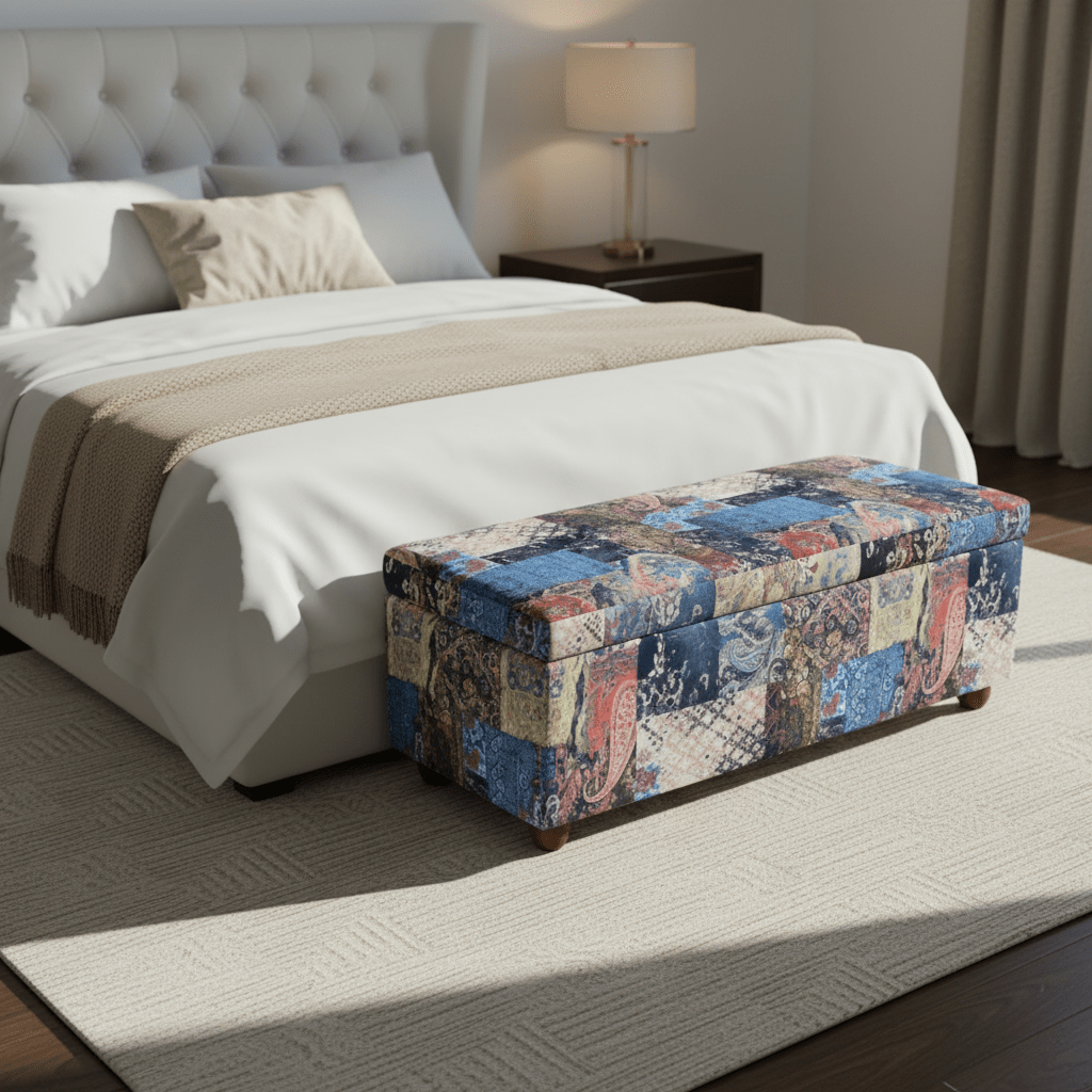Bespoke End of Bed Storage Ottoman Nature - Inspired Pattern - ISTOOLS