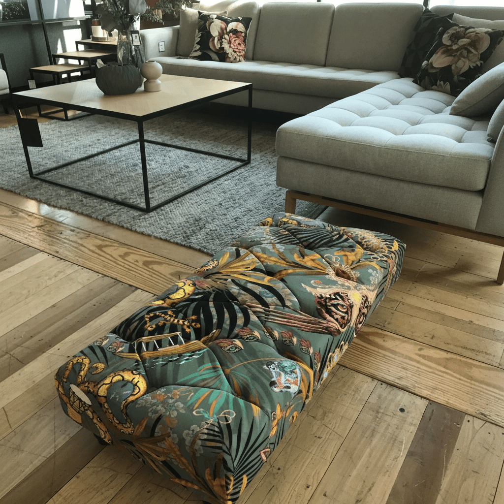 Bespoke Flat Rectangular Buttoned Footstool Bench UK bec - ISTOOLS