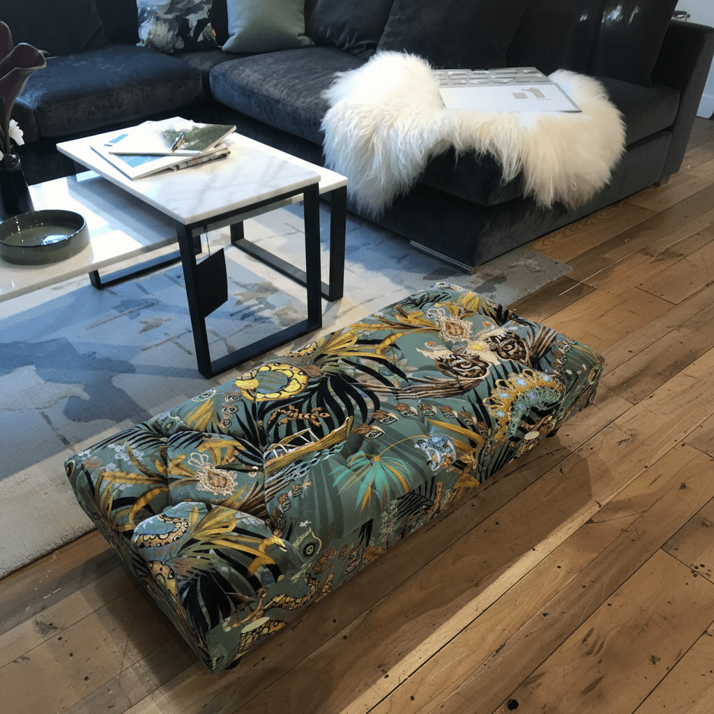 Bespoke Flat Rectangular Buttoned Footstool Bench UK bec - ISTOOLS