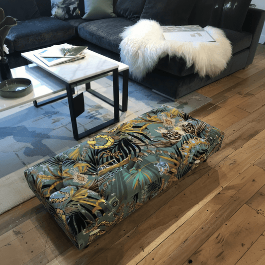 Bespoke Flat Rectangular Buttoned Footstool Bench UK bec - ISTOOLS
