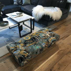 Bespoke Flat Rectangular Buttoned Footstool Bench UK bec