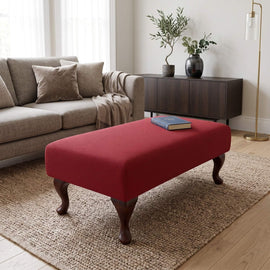 BESPOKE PLAIN FABRIC FOOTSTOOL CUSTOM UPHOLSTERED NON STORAGE OTTOMAN PREMIUM HANDCRAFTED LOUNGE POUFFE LIVING ROOM FURNITURE