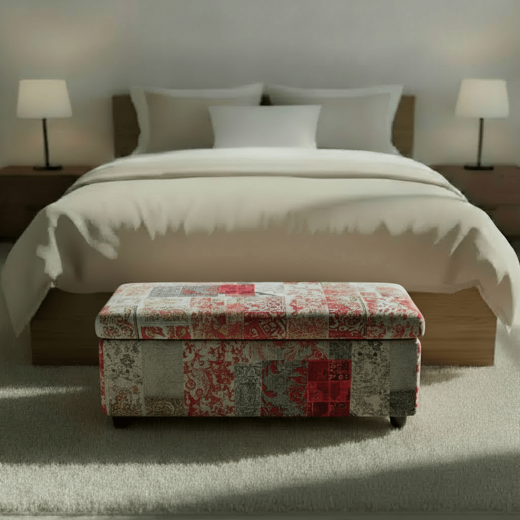 Bespoke Rectangular Blanket Box Pouffe Multi - Toned Fabric - ISTOOLS