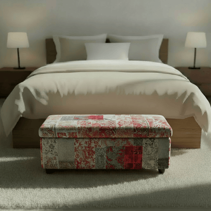 Bespoke Rectangular Blanket Box Pouffe Multi - Toned Fabric - ISTOOLS