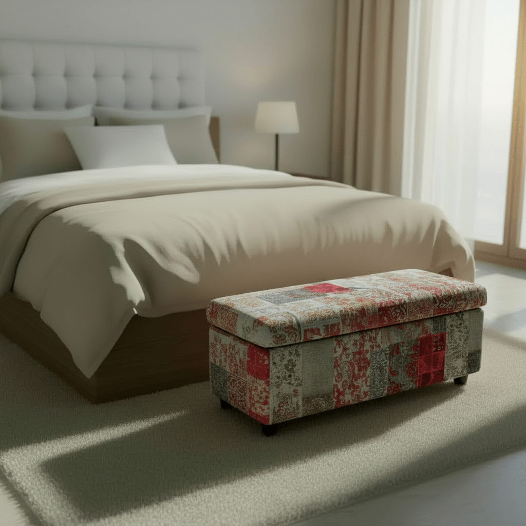 Bespoke Rectangular Blanket Box Pouffe Multi - Toned Fabric - ISTOOLS