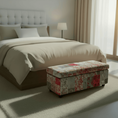 Bespoke Rectangular Blanket Box Pouffe Multi - Toned Fabric - ISTOOLS