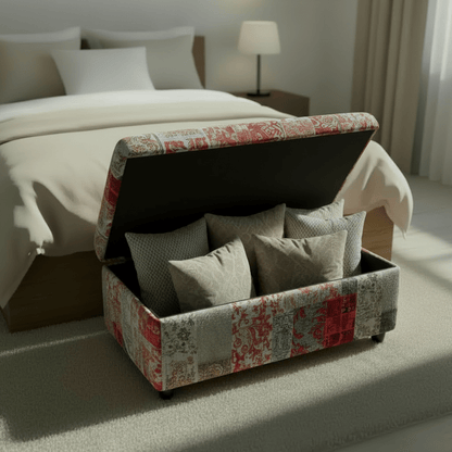 Bespoke Rectangular Blanket Box Pouffe Multi - Toned Fabric - ISTOOLS