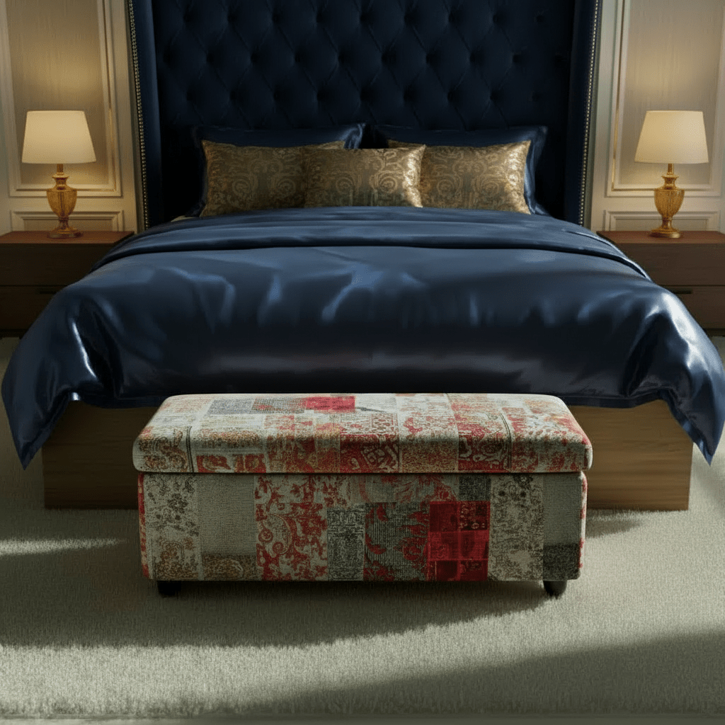 Bespoke Rectangular Blanket Box Pouffe Multi - Toned Fabric - ISTOOLS